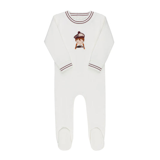 Baby Girl Footie – Ivory Pink – French Terry Scottish