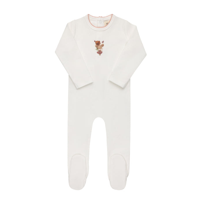 Baby Girl Footie – Ivory Pink – Playful Mouse