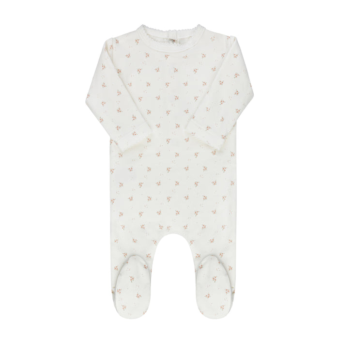 Baby Girl Footie – Ivory Pink – Rosebud