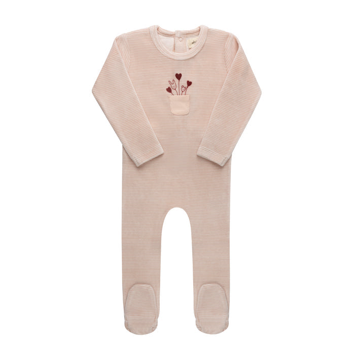 Baby Girl Footie – Ivory Pink – Stripe