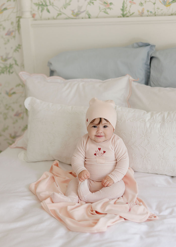 Baby Girl Footie – Ivory Pink – Stripe