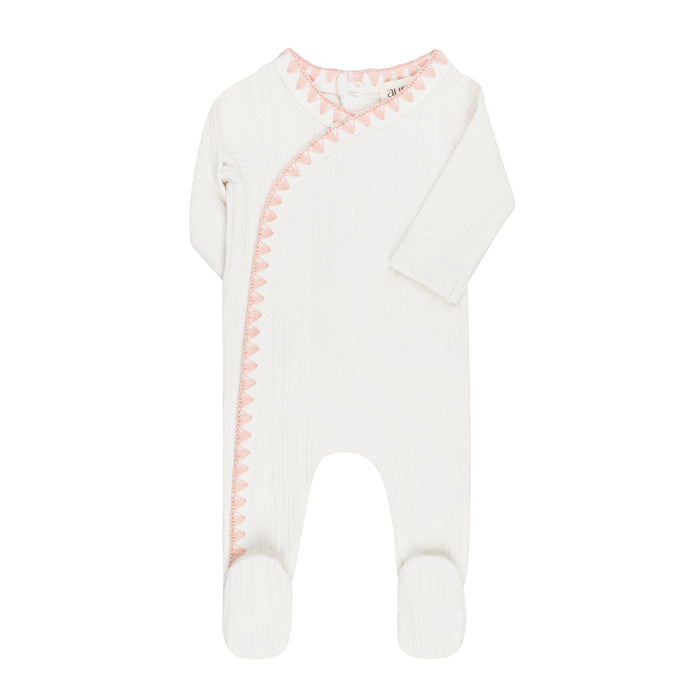 Baby Girl Footie – Ivory Pink – Whipstitch