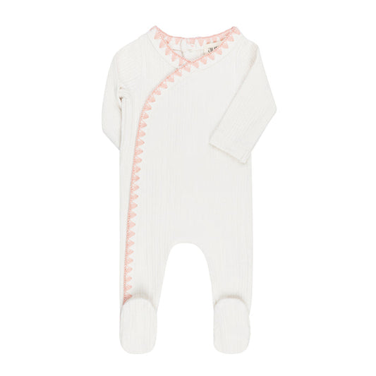 Baby Girl Footie – Ivory Pink – Whipstitch