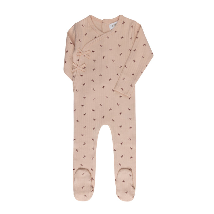 Baby Girl Footie – Pink – Bow Pattern