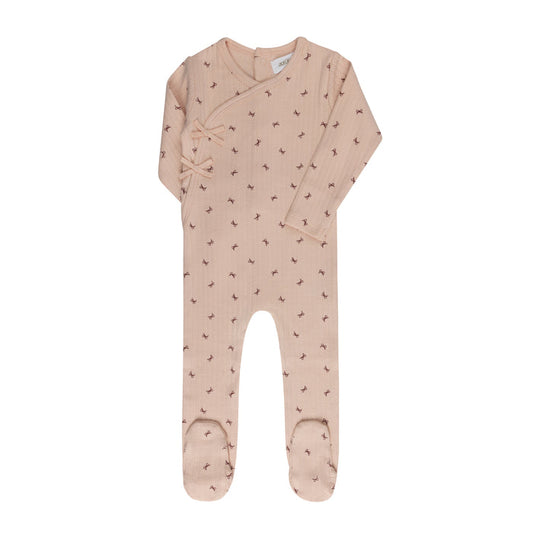Baby Girl Footie – Pink – Bow Pattern