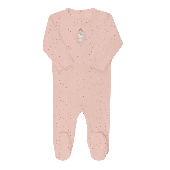 Baby Girl Footie – Pink – Bunny Pin Dot