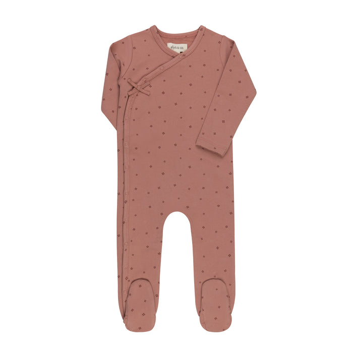 Baby Girl Footie – Pink – Clover Print