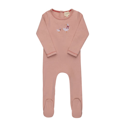 Baby Girl Footie – Pink – Cross Stitch Duckling
