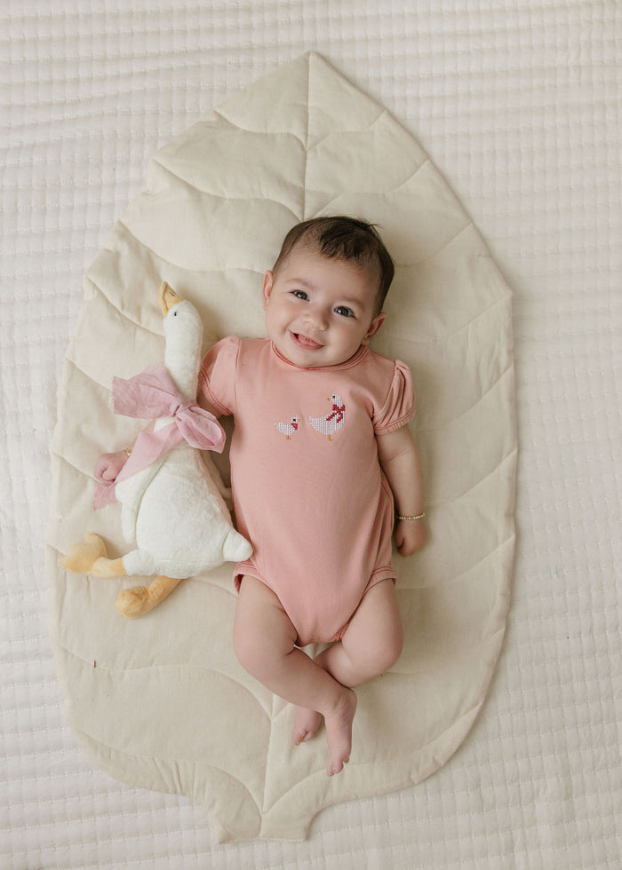 Baby Girl Footie – Pink – Cross Stitch Duckling