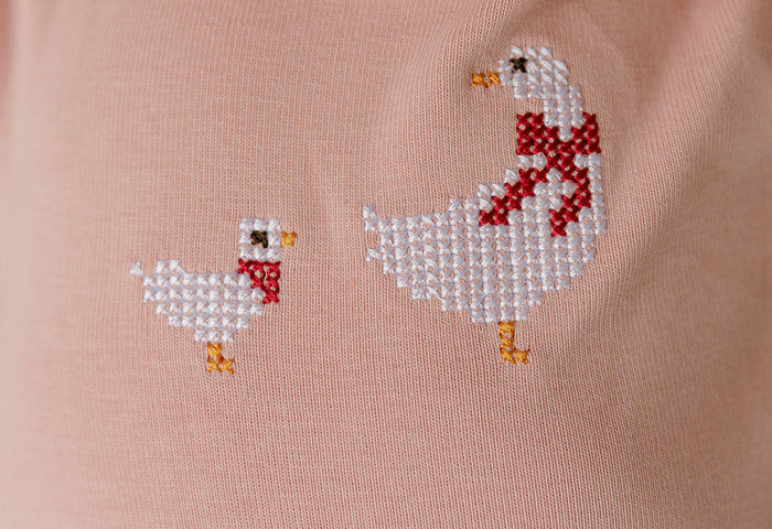 Baby Girl Footie – Pink – Cross Stitch Duckling