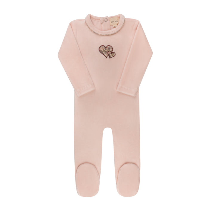 Baby Girl Footie – Pink – Embroidered Liberty