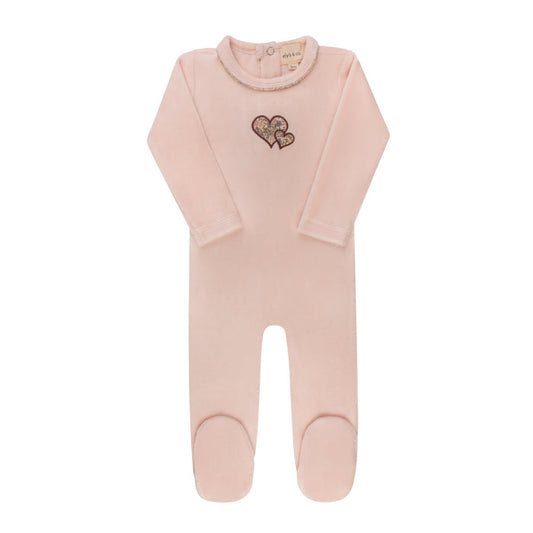 Baby Girl Footie – Pink – Embroidered Liberty