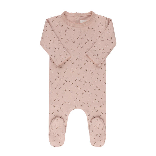 Baby Girl Footie – Pink – Floral Leaf