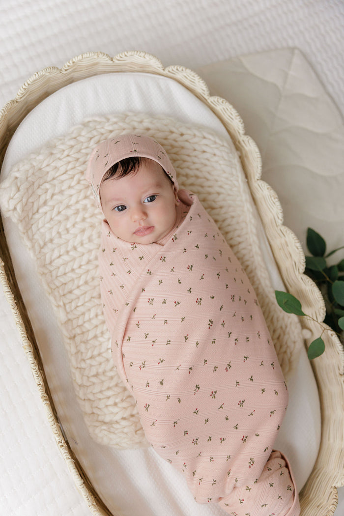 Baby Girl Footie – Pink – Floral Pointelle