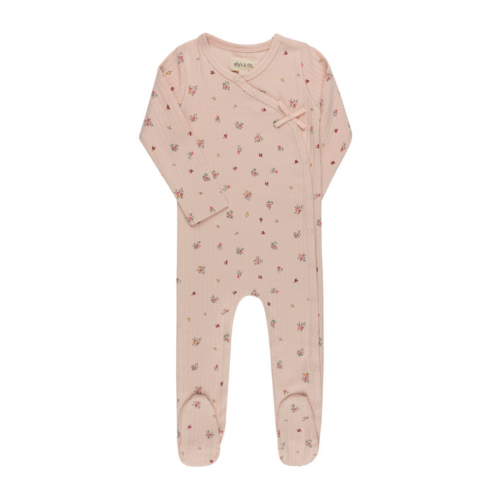 Baby Girl Footie – Pink Floral – Printed Floral Star