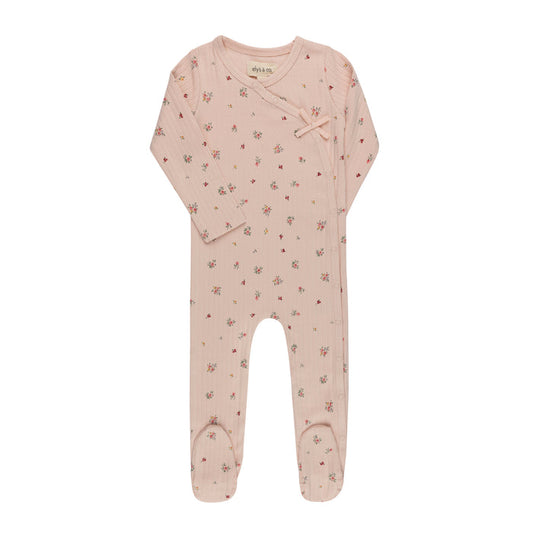 Baby Girl Footie – Pink Floral – Printed Floral Star