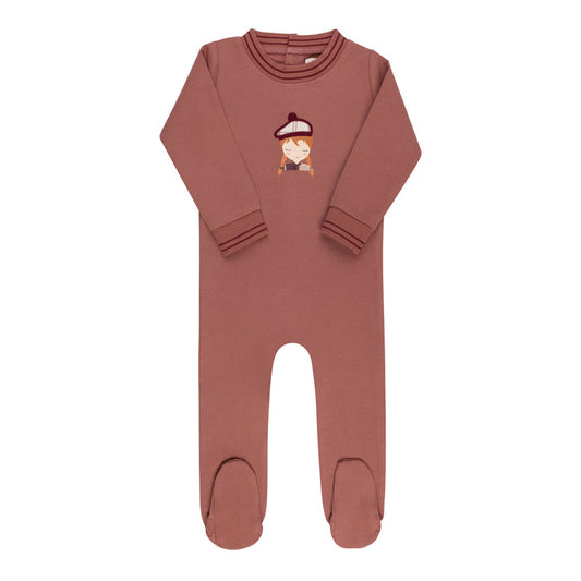 Baby Girl Footie – Pink – French Terry Scottish