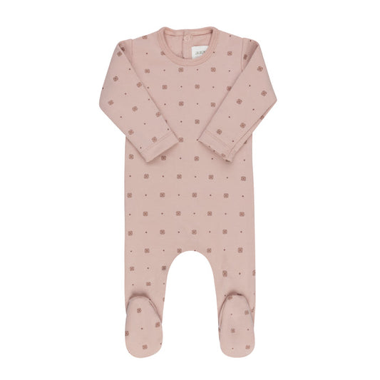 Baby Girl Footie – Pink – Geometric Floral