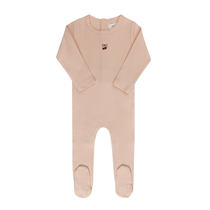 Baby Girl Footie – Pink/Red – Bow Print