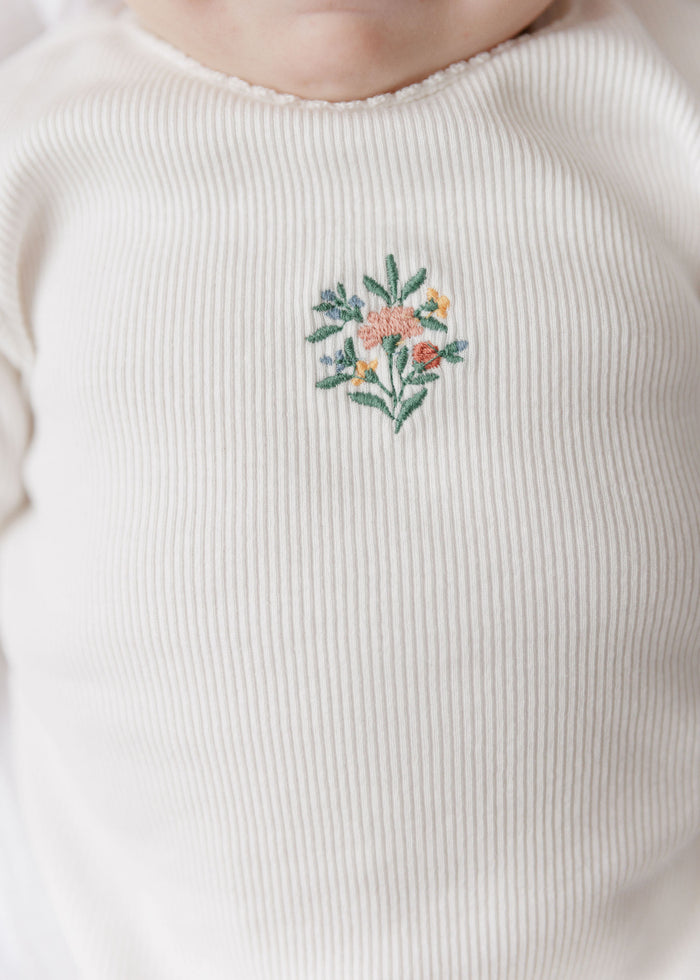 Baby Girl Layette Set - Ivory - Embroidered Florals