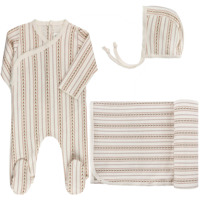 Baby Girl Layette Set - Ivory Pink - Linear Tulip