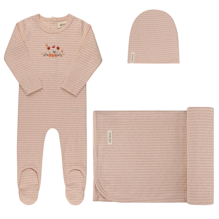 Baby Girl Layette Set - Pink - Floral Stripe