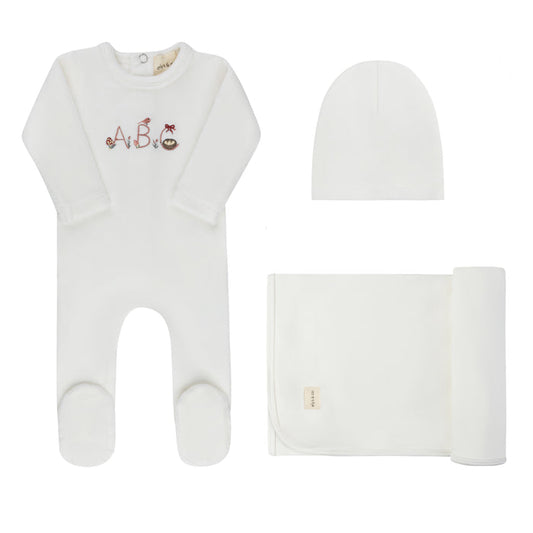 Baby Girl Layette Set – Ivory Girl – Embroidered ABC