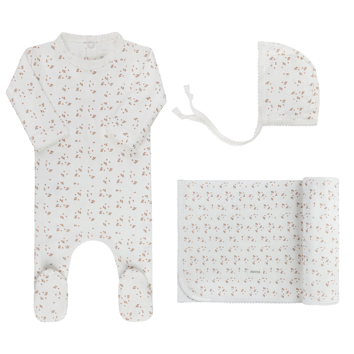 Baby Girl Layette Set – Ivory Girl – Floral Leaf