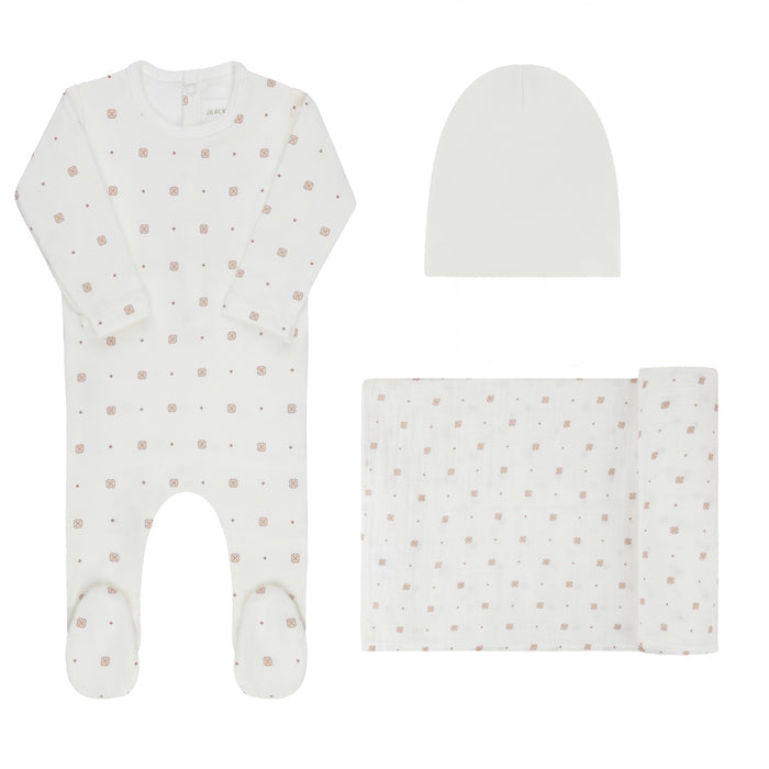 Baby Girl Layette Set – Ivory Girl – Geometric Floral