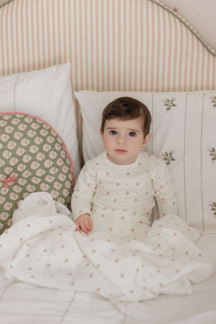 Baby Girl Layette Set – Ivory Girl – Geometric Floral