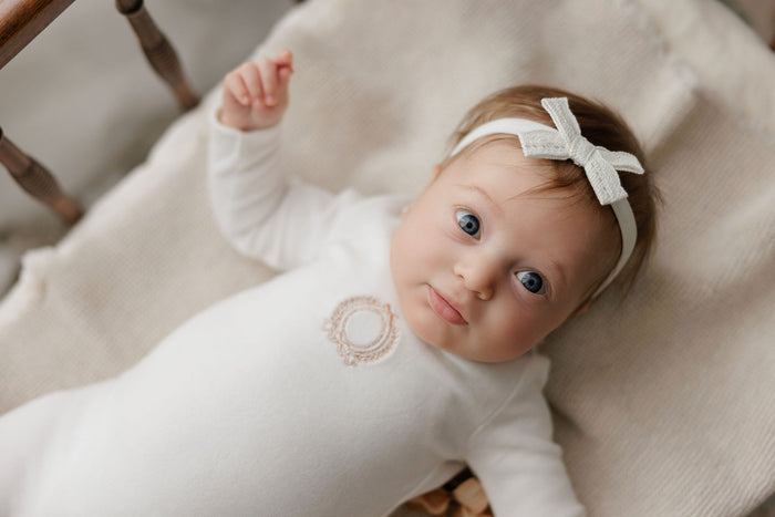 Baby Girl Layette Set – Ivory Girl – Metallic Crest