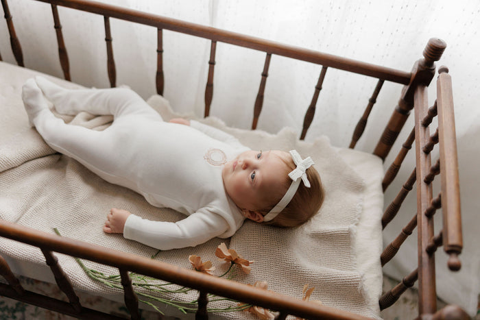 Baby Girl Layette Set – Ivory Girl – Metallic Crest