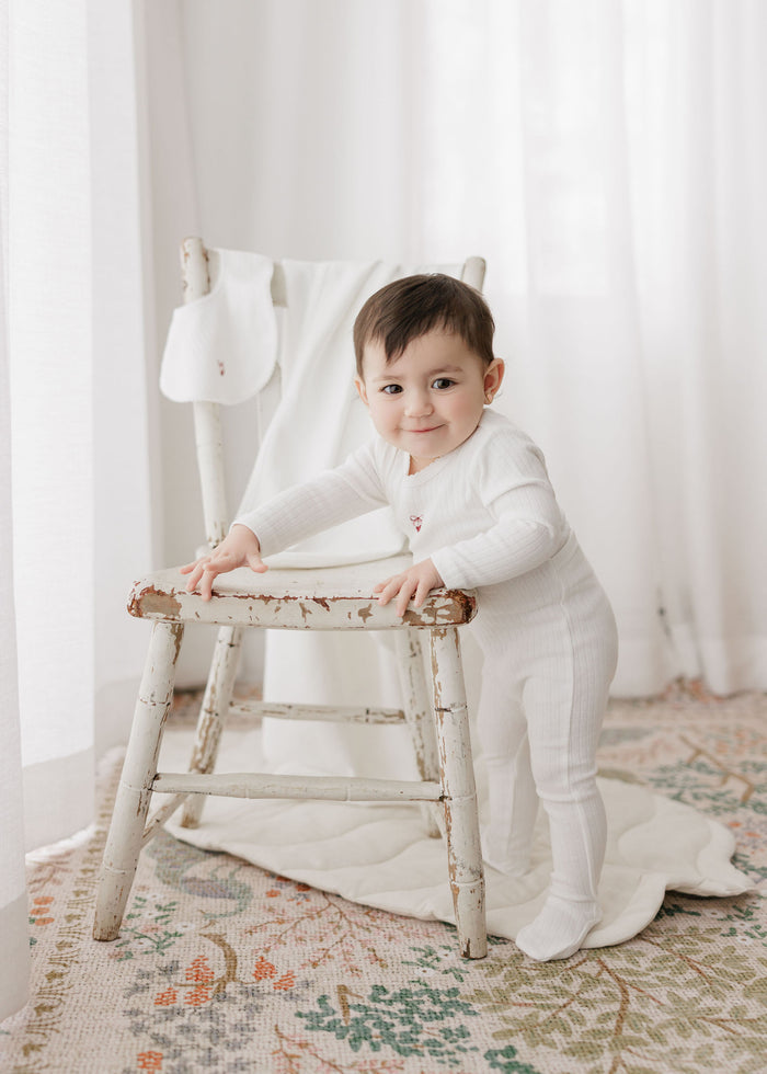 Baby Girl Layette Set – Ivory Pink – Bow Print
