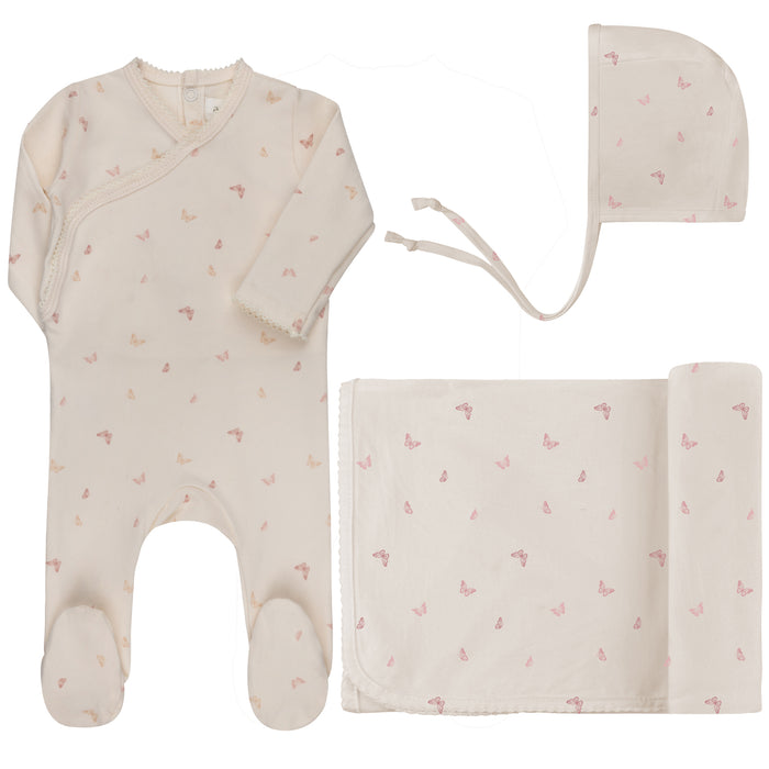 Baby Girl Layette Set – Ivory Pink – Butterfly