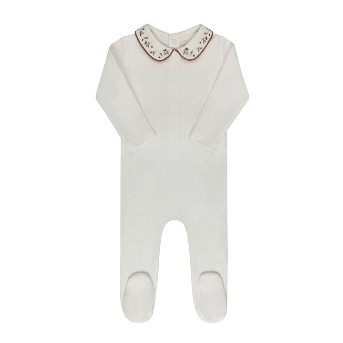Baby Girl Layette Set – Ivory Pink – Embroidered Collar