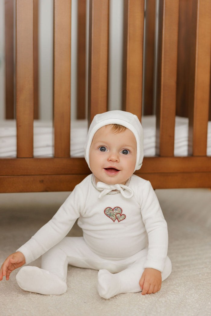Baby Girl Layette Set – Ivory Pink – Embroidered Liberty