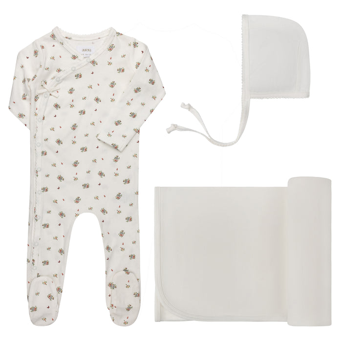 Baby Girl Layette Set – Ivory Pink – Floral Print