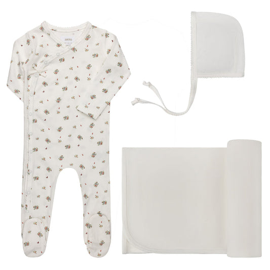 Baby Girl Layette Set – Ivory Pink – Floral Print