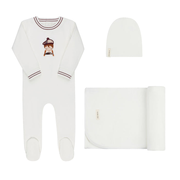 Baby Girl Layette Set – Ivory Pink – French Terry Scottish