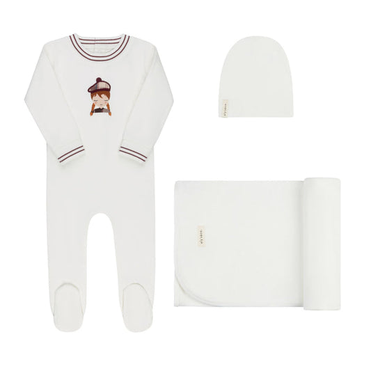 Baby Girl Layette Set – Ivory Pink – French Terry Scottish