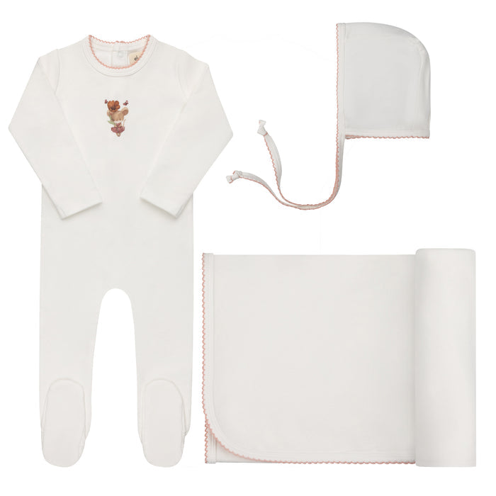 Baby Girl Layette Set – Ivory Pink – Playful Mouse