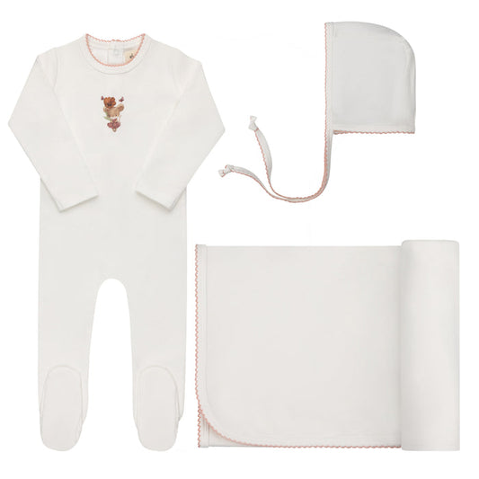 Baby Girl Layette Set – Ivory Pink – Playful Mouse