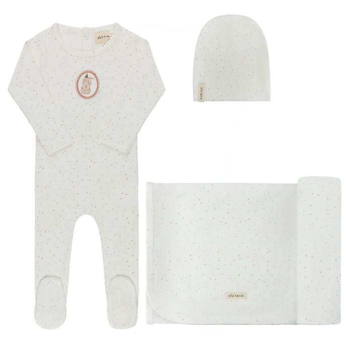 Baby Girl Layette Set – Ivory Pink – Speckled Bunny