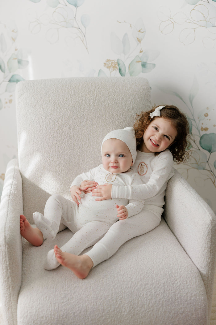 Baby Girl Layette Set – Ivory Pink – Speckled Bunny