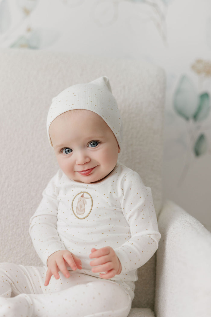 Baby Girl Layette Set – Ivory Pink – Speckled Bunny