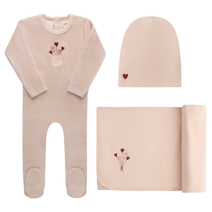 Baby Girl Layette Set – Ivory Pink – Stripe