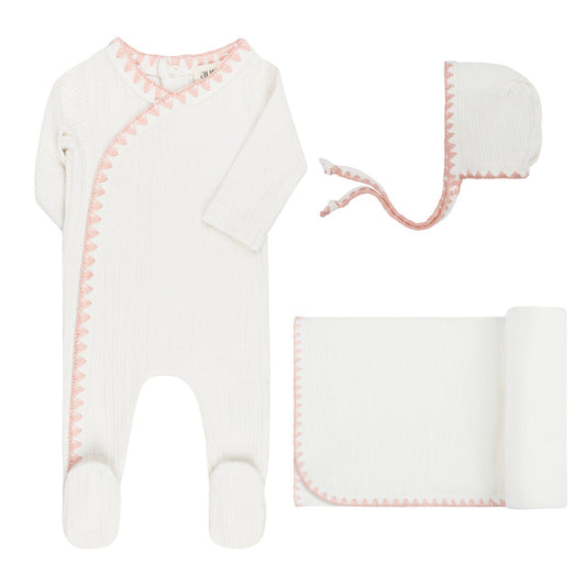 Baby Girl Layette Set – Ivory Pink – Whipstitch