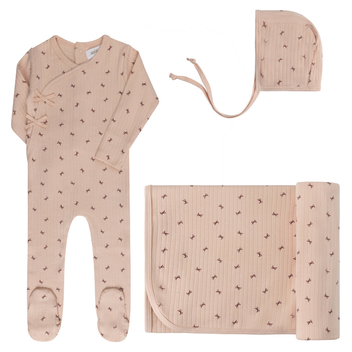 Baby Girl Layette Set – Pink – Bow Pattern