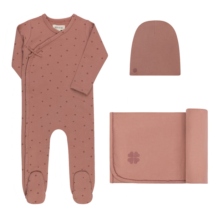 Baby Girl Layette Set – Pink – Clover Print