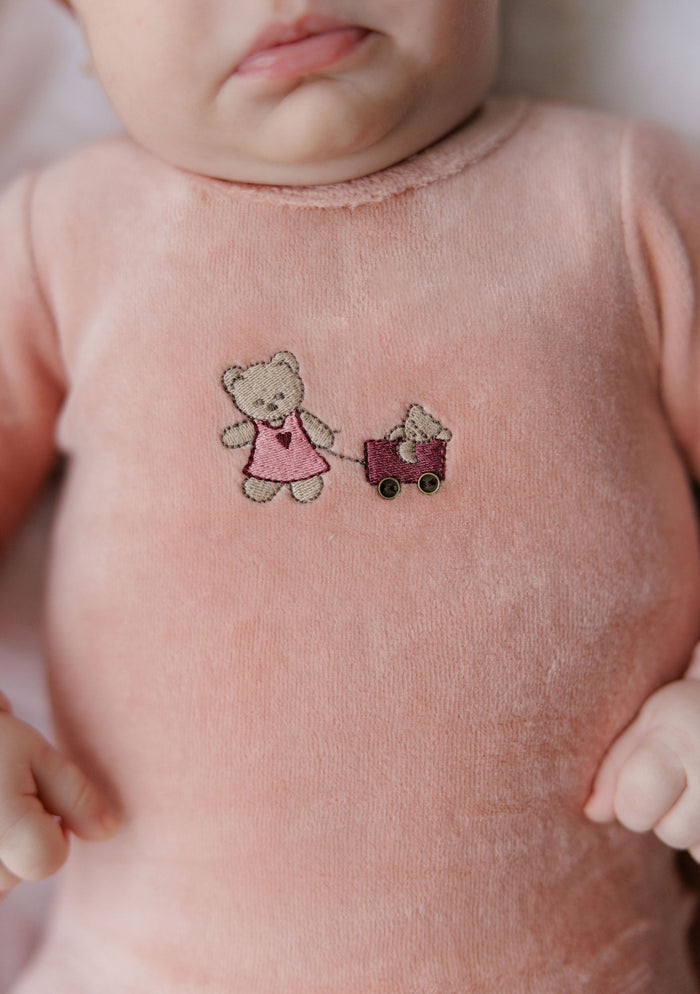 Baby Girl Layette Set – Pink – Embroidered Bear